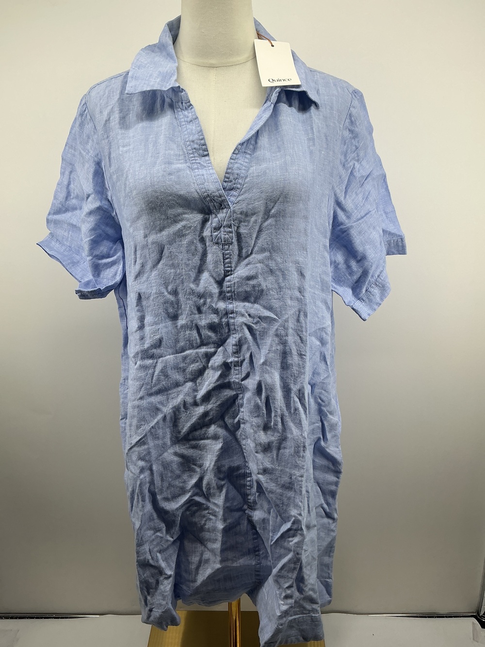 100% European Linen Popover Mini Dress